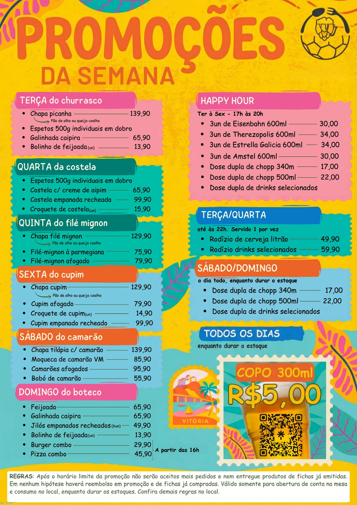 Arte com as promoções da semana do Quintal da Resenha